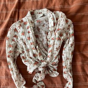 Sezane Sheer Cotton/Silk Rose Print Top